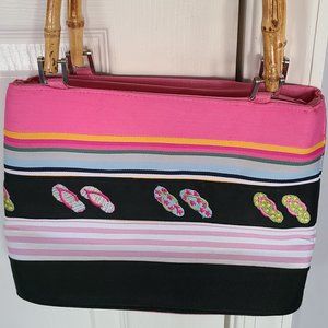 Braciano Beach Style Cloth Tote with Bamboo-style handles.